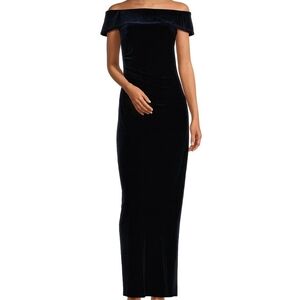 Xscape Green Velvet Off The Shoulder Dress